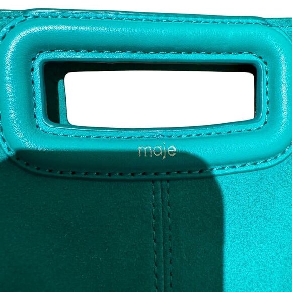 MAJE Suede Fringe Leather Green Shoulder/Hand Bag - Picture 10 of 10